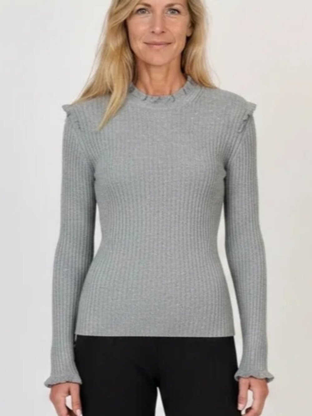 Derek Lam 10 Crosby Cashmere Wool Blend Ruffled Mock Neck Sweater M Medium